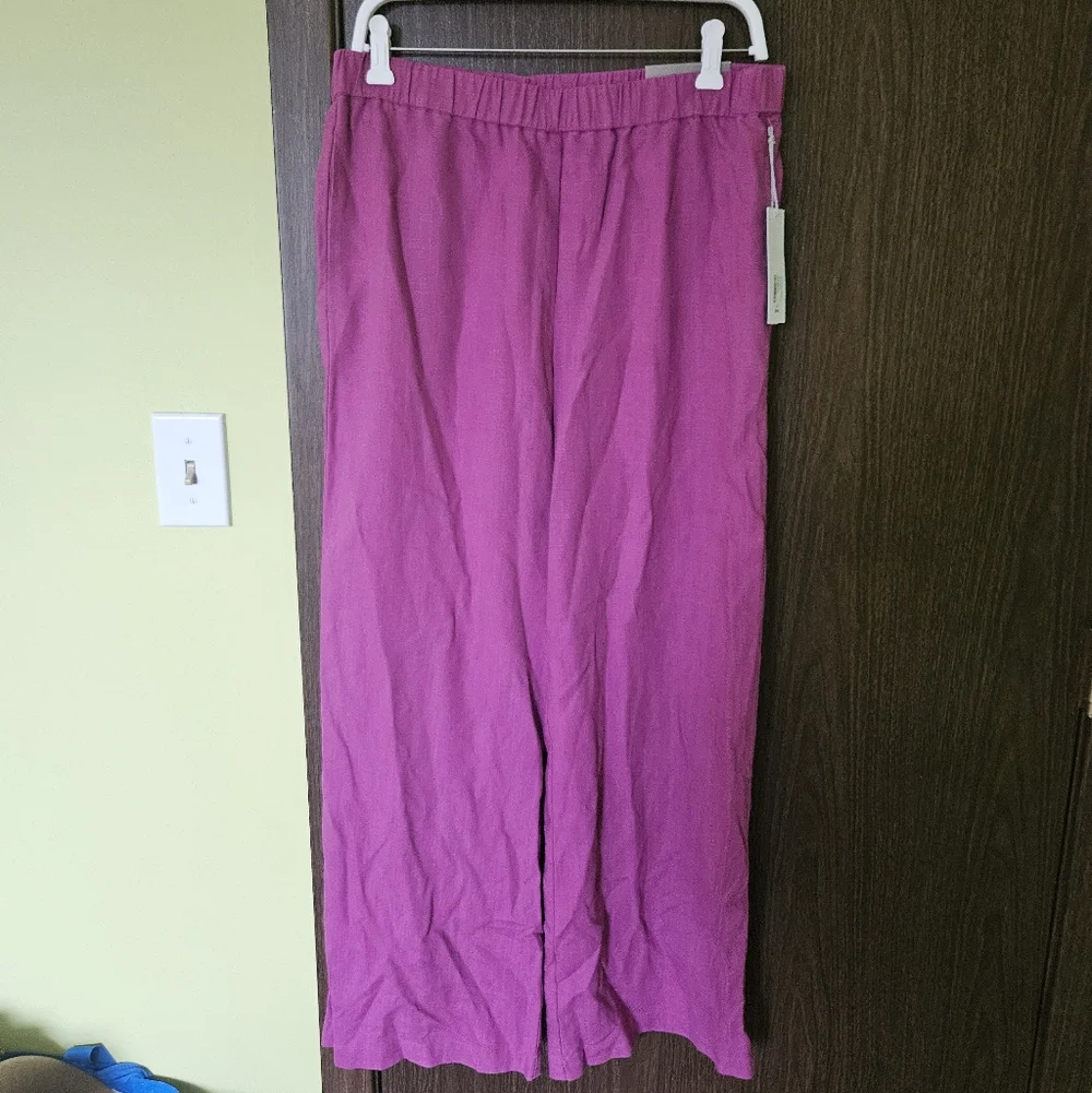 NWT Soft Surroundings Lizette Linen Blend Wide Leg Pants Size Medium - Picture 2 of 6